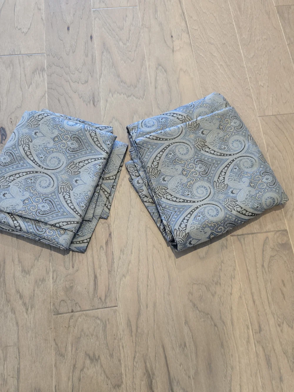 Elegant Paisley Fabric Panel Set Of 2, Blue and Gold Curtains 76x50 Insulated